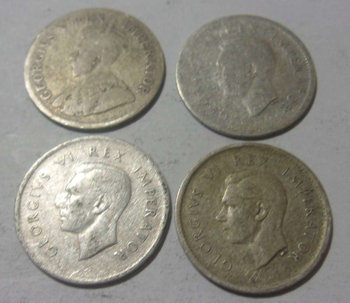 1936-1939 silver South African 3 Pence coins for 1 bid