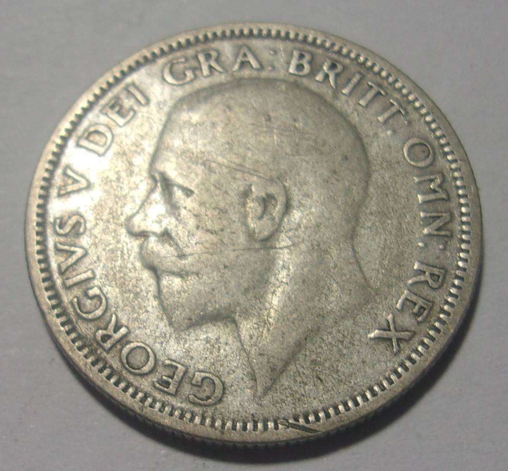 1936 silver British One Shilling coin