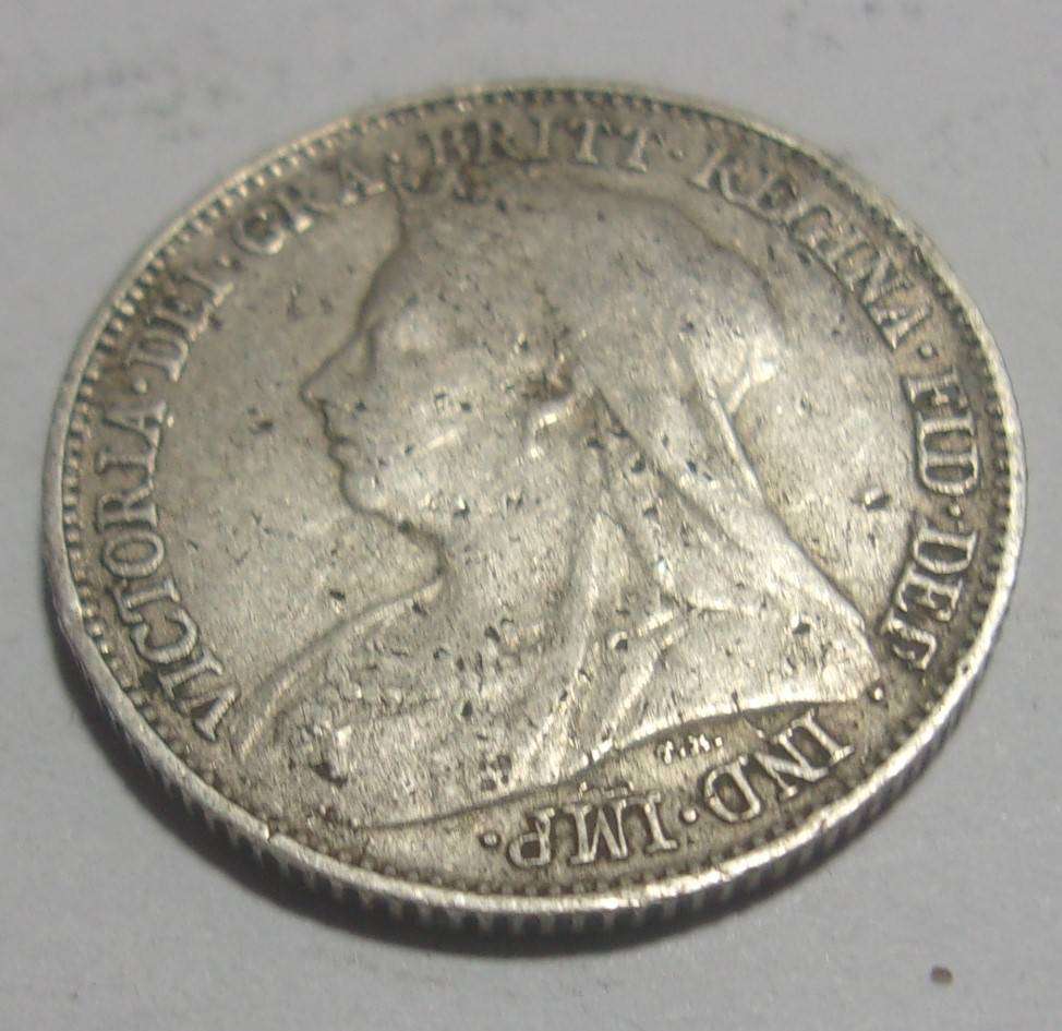 1893 silver British 6 Pence coin - last coin lots