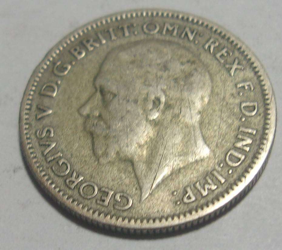 1933 silver British 6 Pence coin - last coin lots