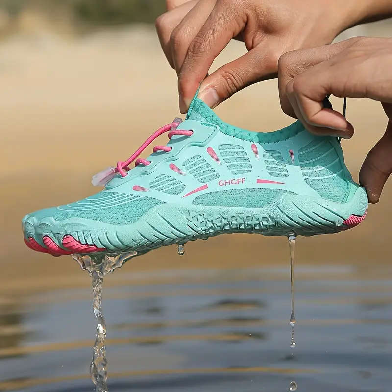 Creme Soda and Pink  Lightweight barefoot feel / Aqua Shoes Lace Up Size  6