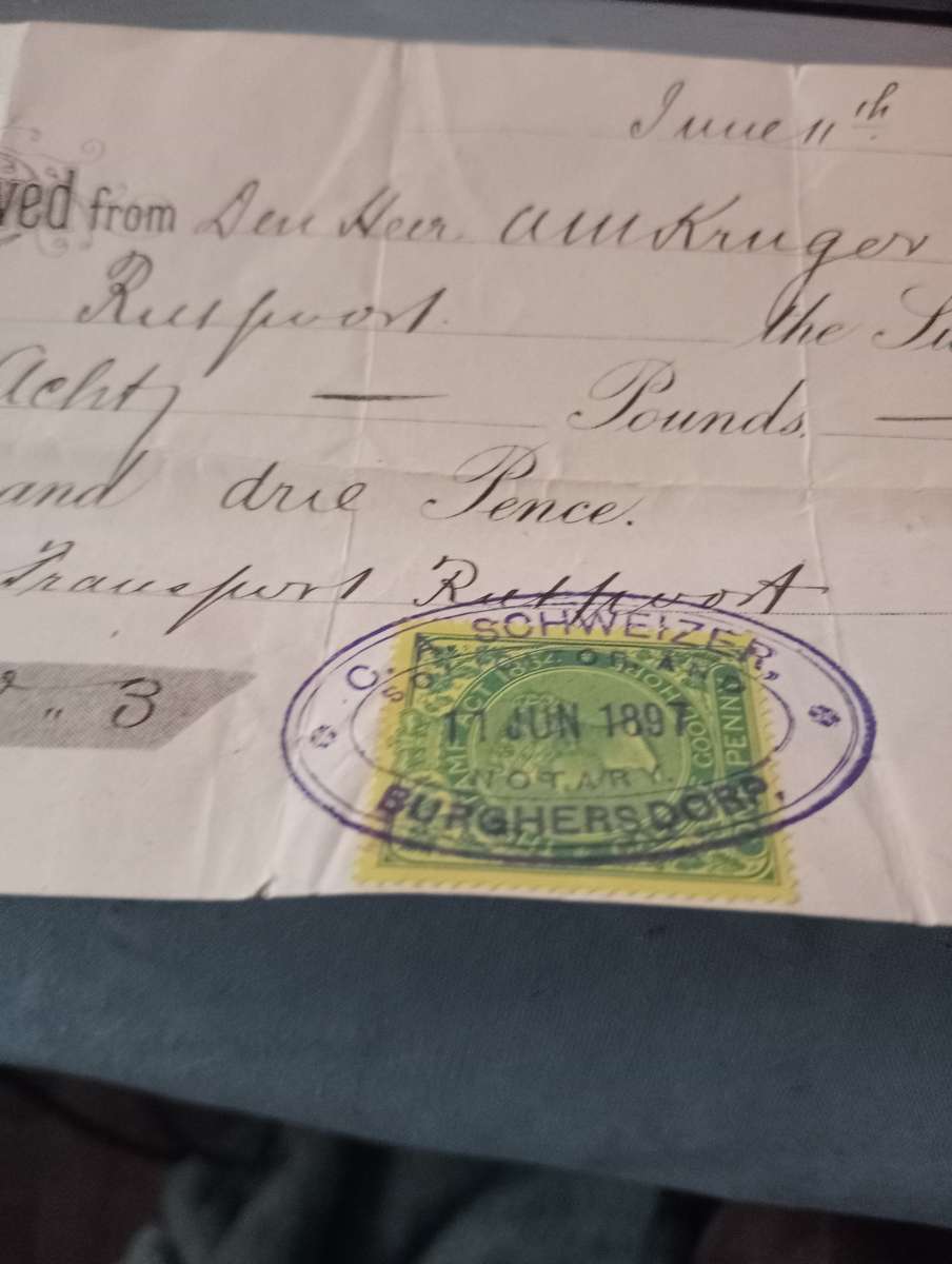 ANTIQUE RECEIPT OF 1897 FOR RENT FOR THE FARM RIETPOORT