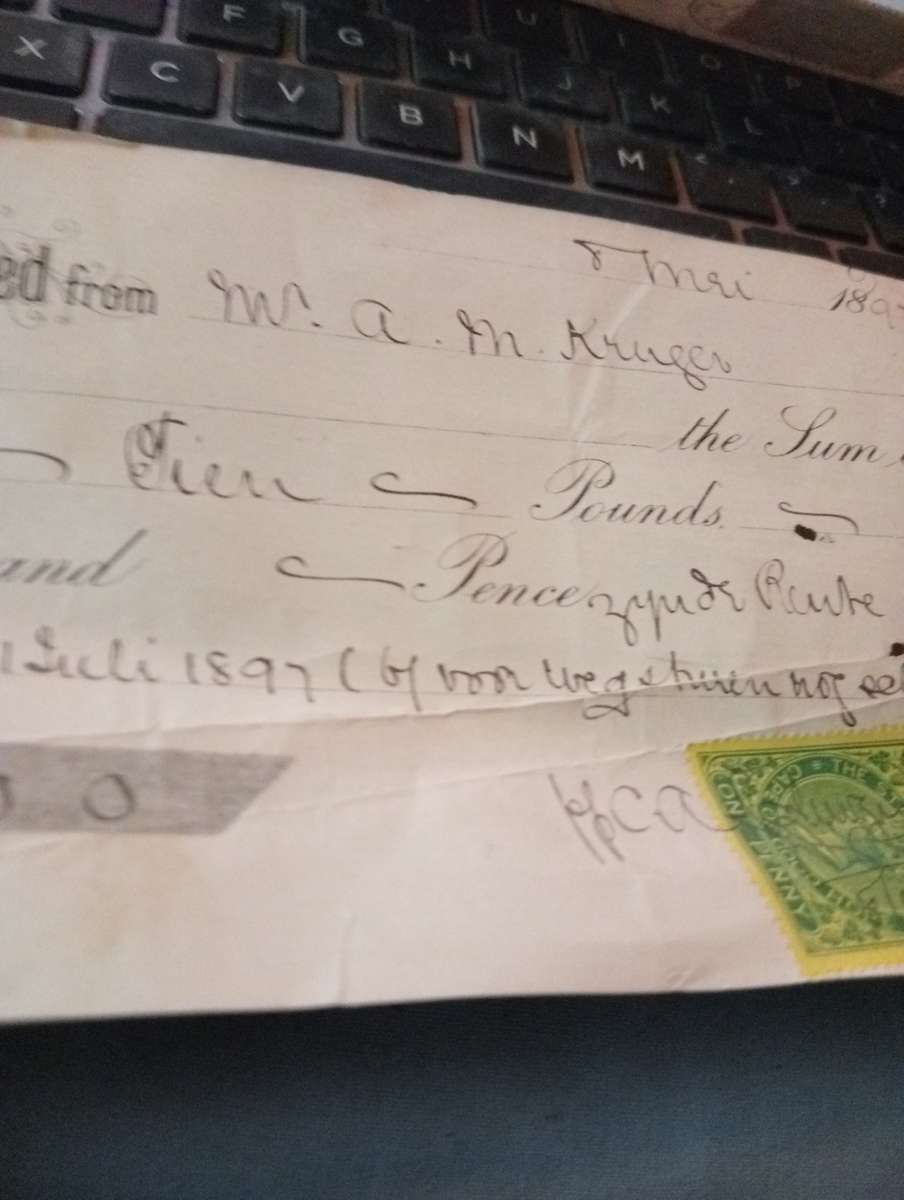 Antique 1897 receipt Rent  for the farm Rietpoort  nr 2