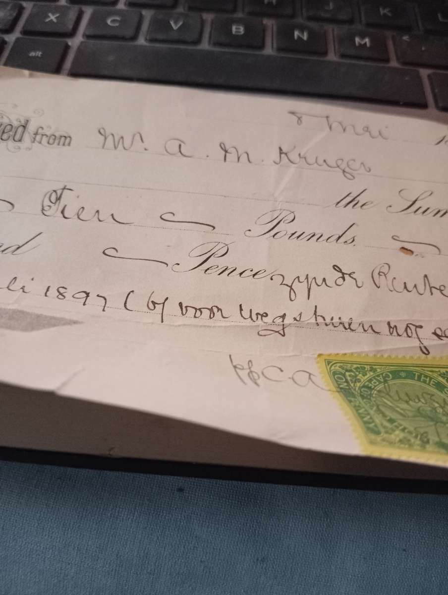 Antique 1897 receipt Rent  for the farm Rietpoort  nr 2