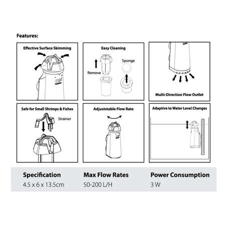 SOBO SK-03 Surf Clear Adjustable Aquarium Surface Skimmer