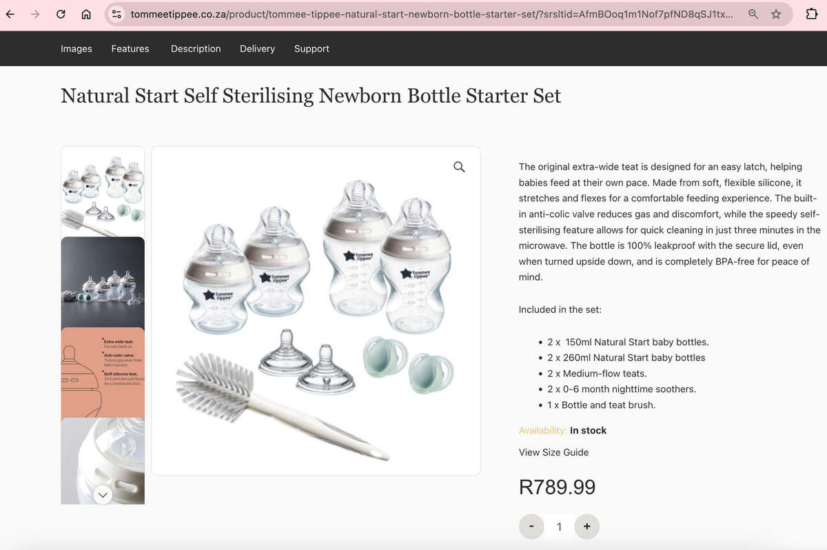 Tommee Tippee Natural Start Self Sterilising Newborn Bottle Starter Set