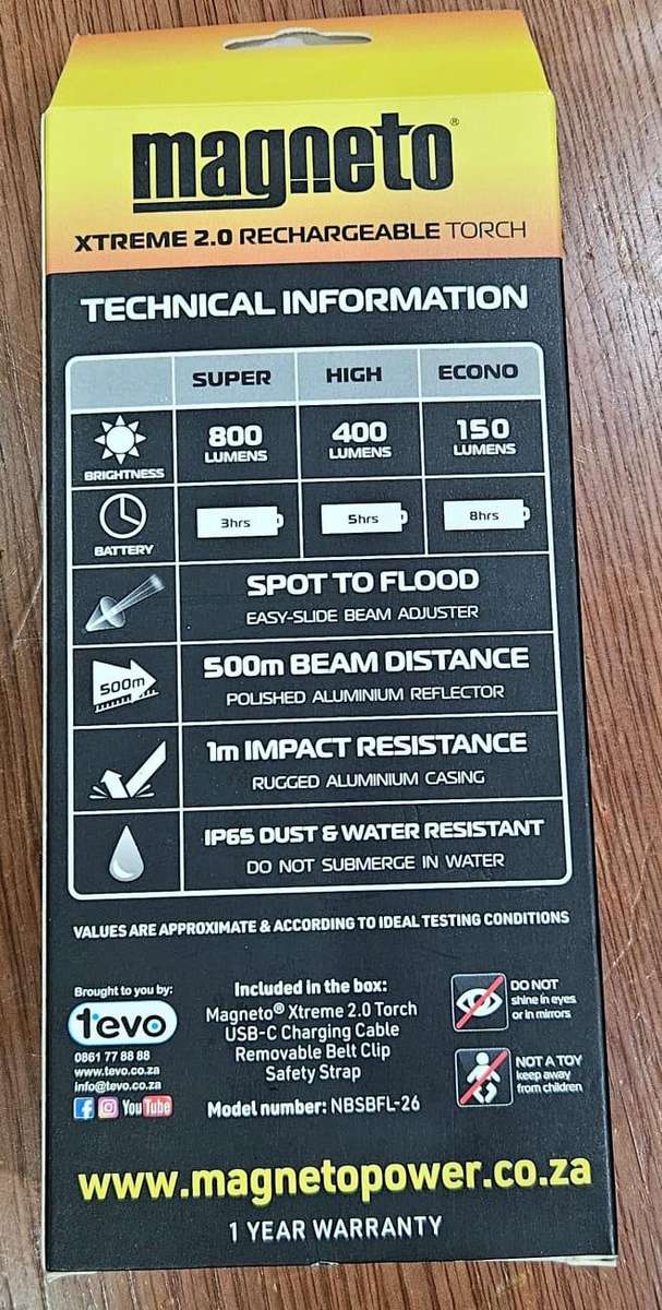 Megneto 800 Lumens Xtreme 2.0 Rechargeable Torch