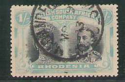 BSAC RHODESIA 1/- DOUBLE HEAD SACC152A PERF 14