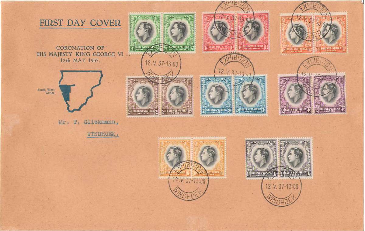 SWA FDC CORONATON ISSUE 1937 SEE BELOW
