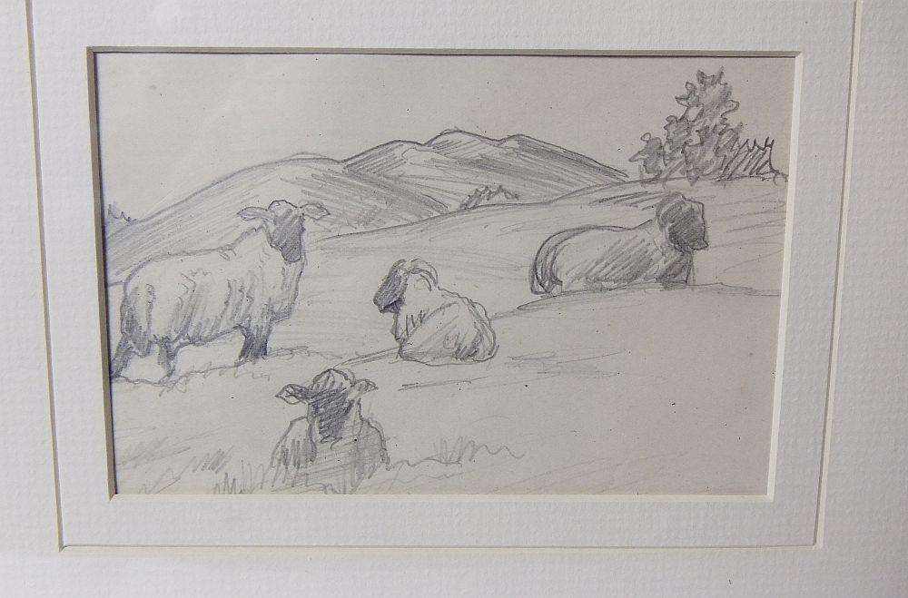 An original pencil sketch by international artist Hedwig Brecher Eibuschitz " farm study "