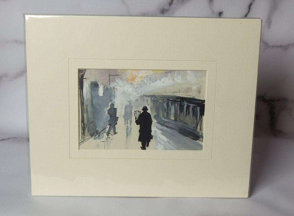 An original watercolour painting by international artist Hedwig Eibuschitz " Glasgow station study "