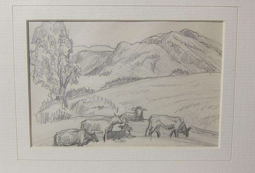 An original pencil sketch by international artist Hedwig Brecher Eibuschitz " farm study "