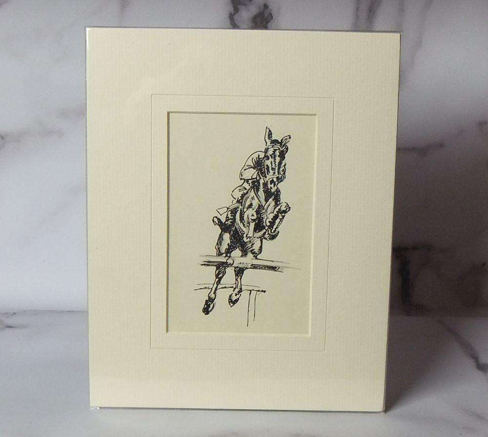 An original watercolour painting by international artist Hedwig Eibuschitz "horse jumping study "