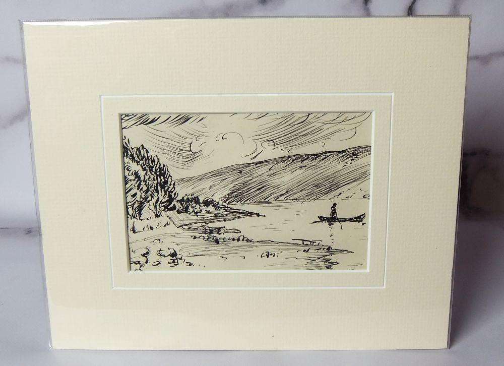 An original ink sketch by international artist Hedwig Brecher Eibuschitz " landscape study "