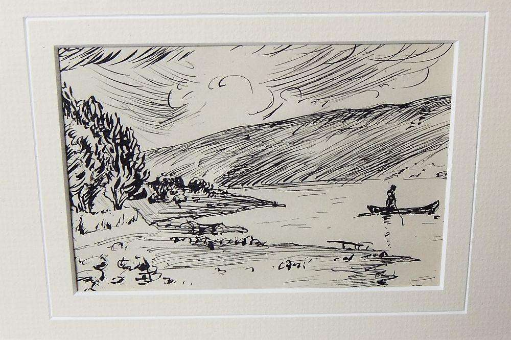 An original ink sketch by international artist Hedwig Brecher Eibuschitz " landscape study "