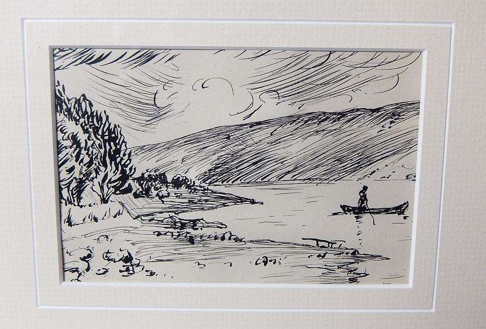 An original ink sketch by international artist Hedwig Brecher Eibuschitz " landscape study "