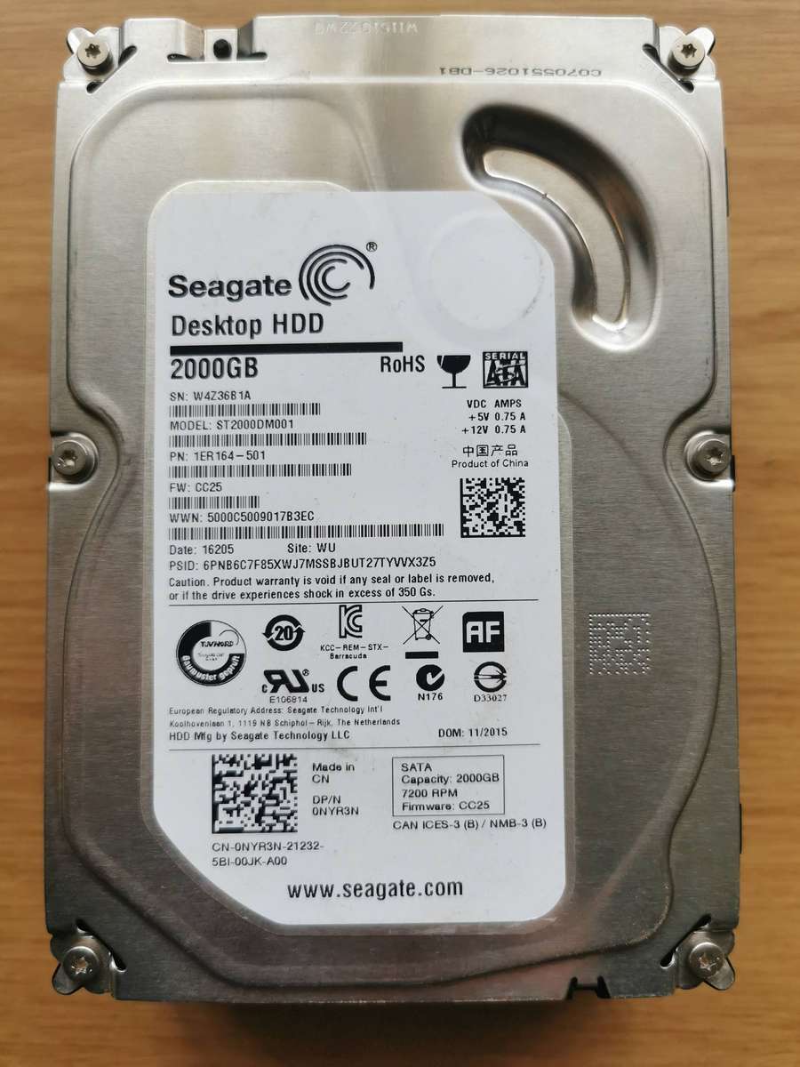 2TB 3.5 inch Seagate Hard Drive - 100% Health