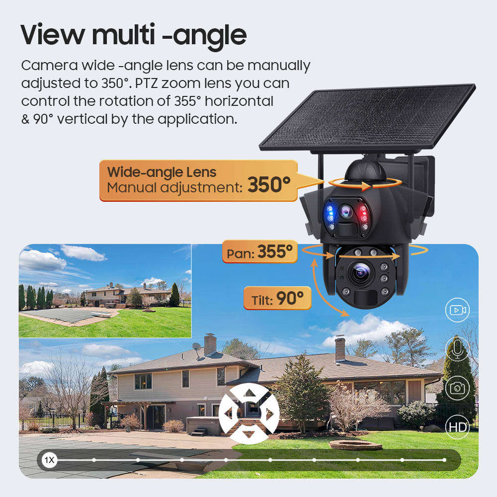 4G Solar Dual Lens PTZ Camera 20X Zoom