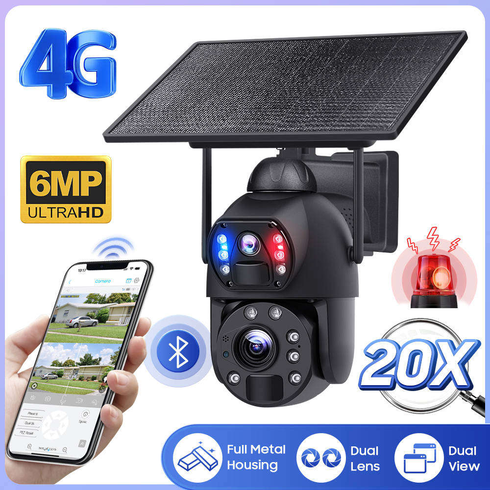 4G Solar Dual Lens PTZ Camera 20X Zoom