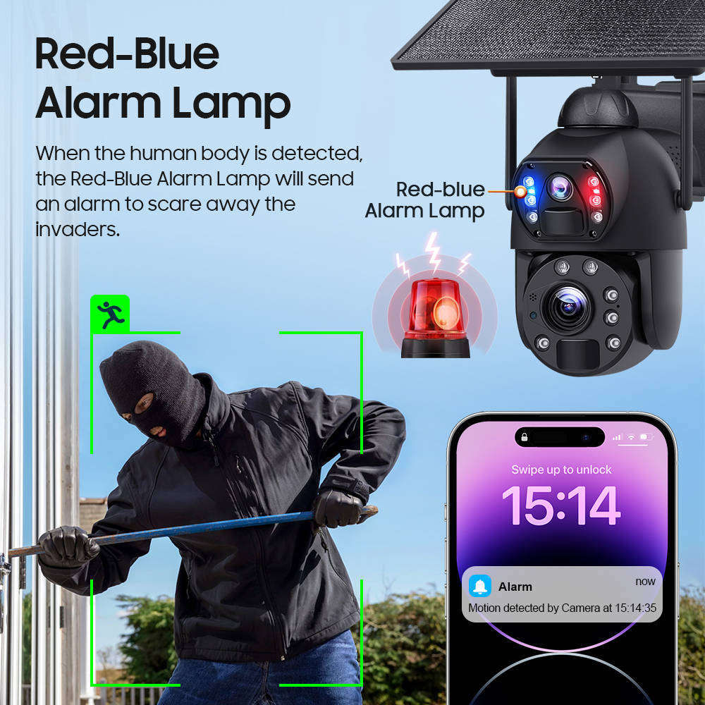 4G Solar Dual Lens PTZ Camera 20X Zoom