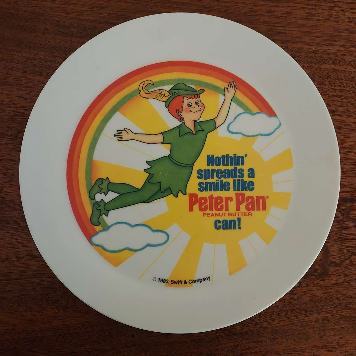 Peter  Pan Peanut Butter branded melamine plate like new 1983