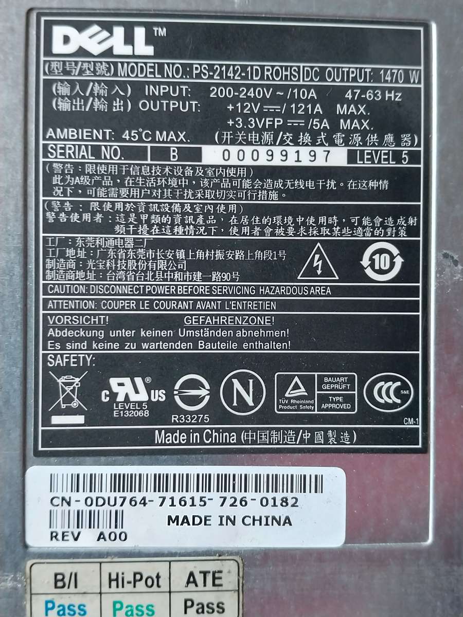 1,470 W PSU FROM DELL POWERDEDGE 6580 SERVER