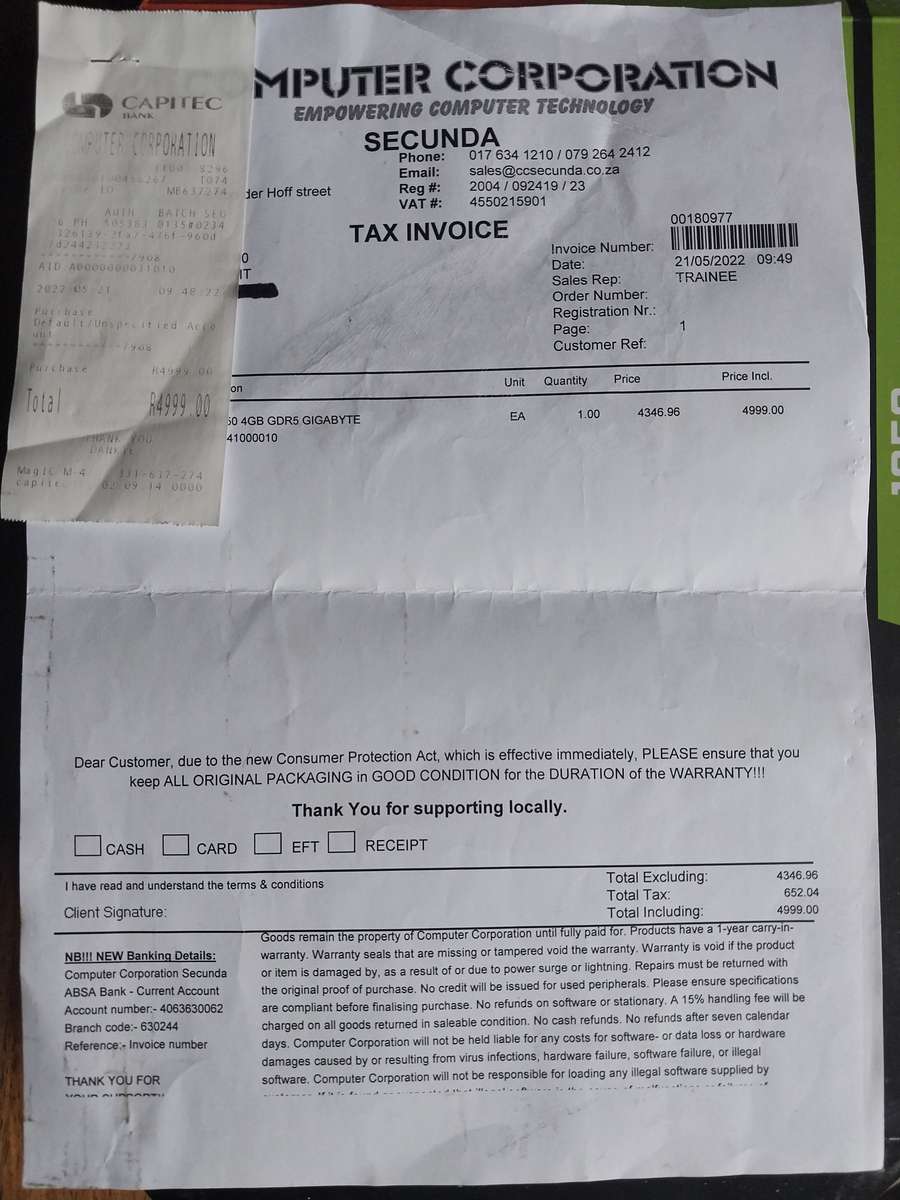 !! NVIDIA GTX 1650 | 4GB DDR5 | PURCHASED R5,000 - LOW PROFILE !!