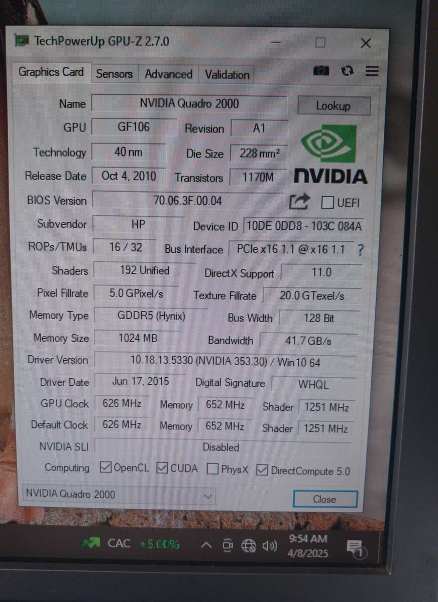 HP Z400 WORKSTATION + NVIDIA QUADRO 2000 GPU