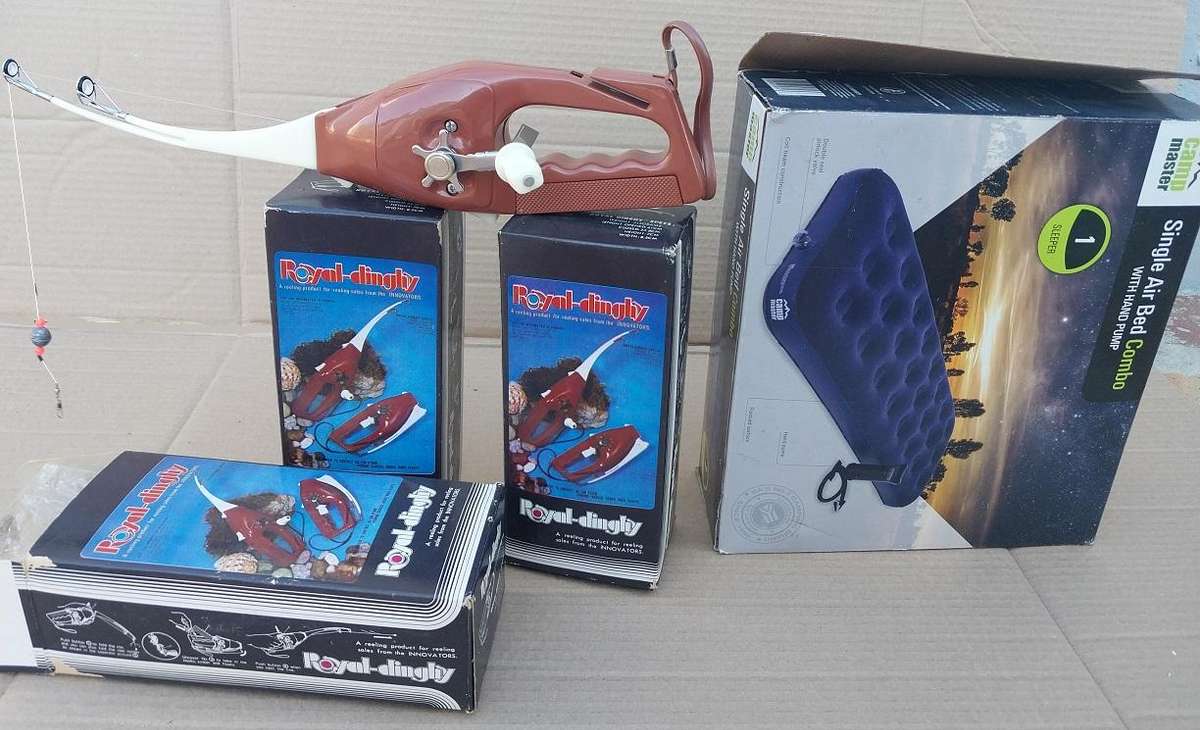 Camping Combo - 3 Portable Fishing Rods & Inflatable Air Bed