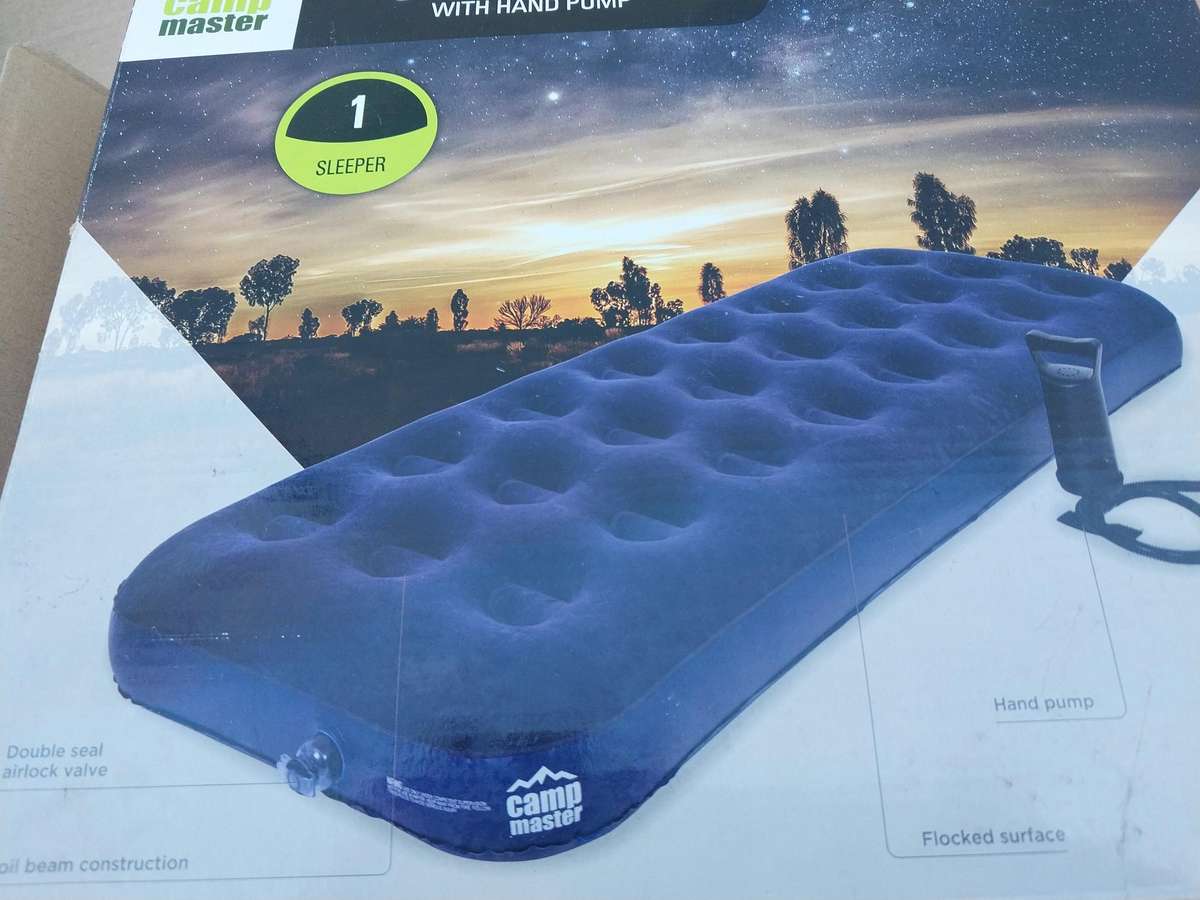 Camping Combo - 3 Portable Fishing Rods & Inflatable Air Bed