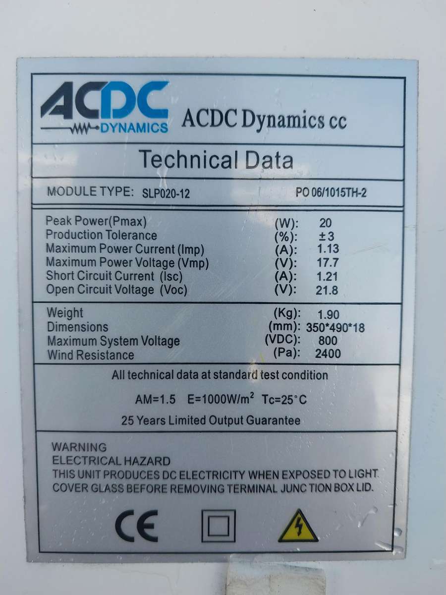Lot of 5 solar panels