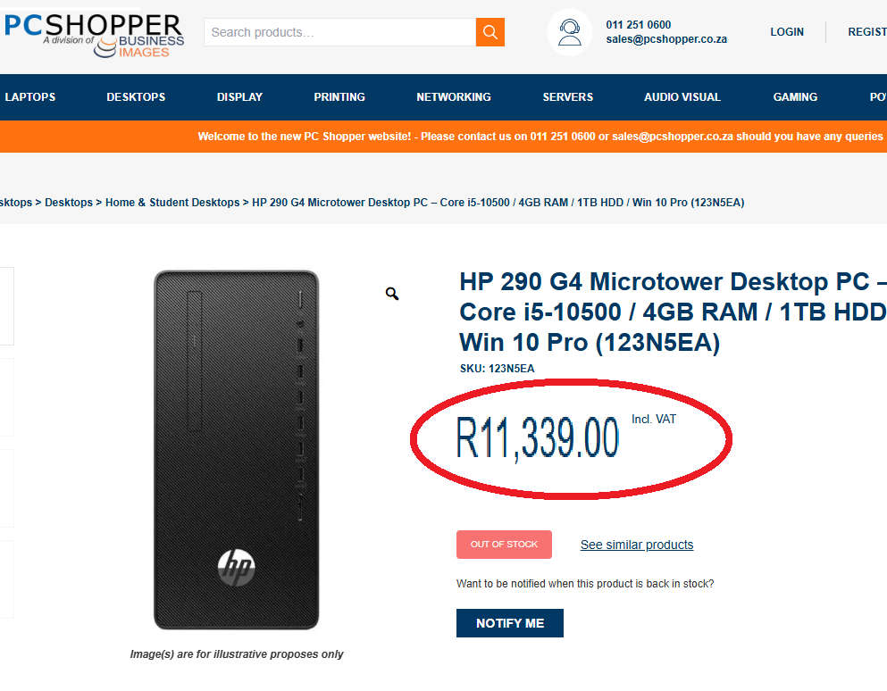 10th GEN Intel Core i5 - HP 290 G3 Tower PC