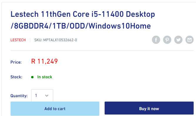 INTEL Core i5 11-GEN 4.4 GHz Gaming Desktop