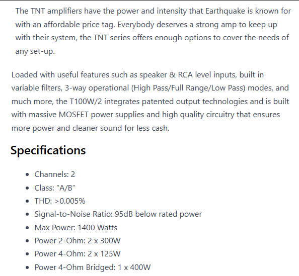 1,400W EARTHQUAKE AUDIO CAR AMPLIFIER