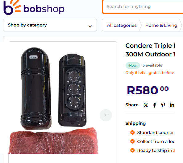 Security perimeter beams - triple beam (+2nd free pair)