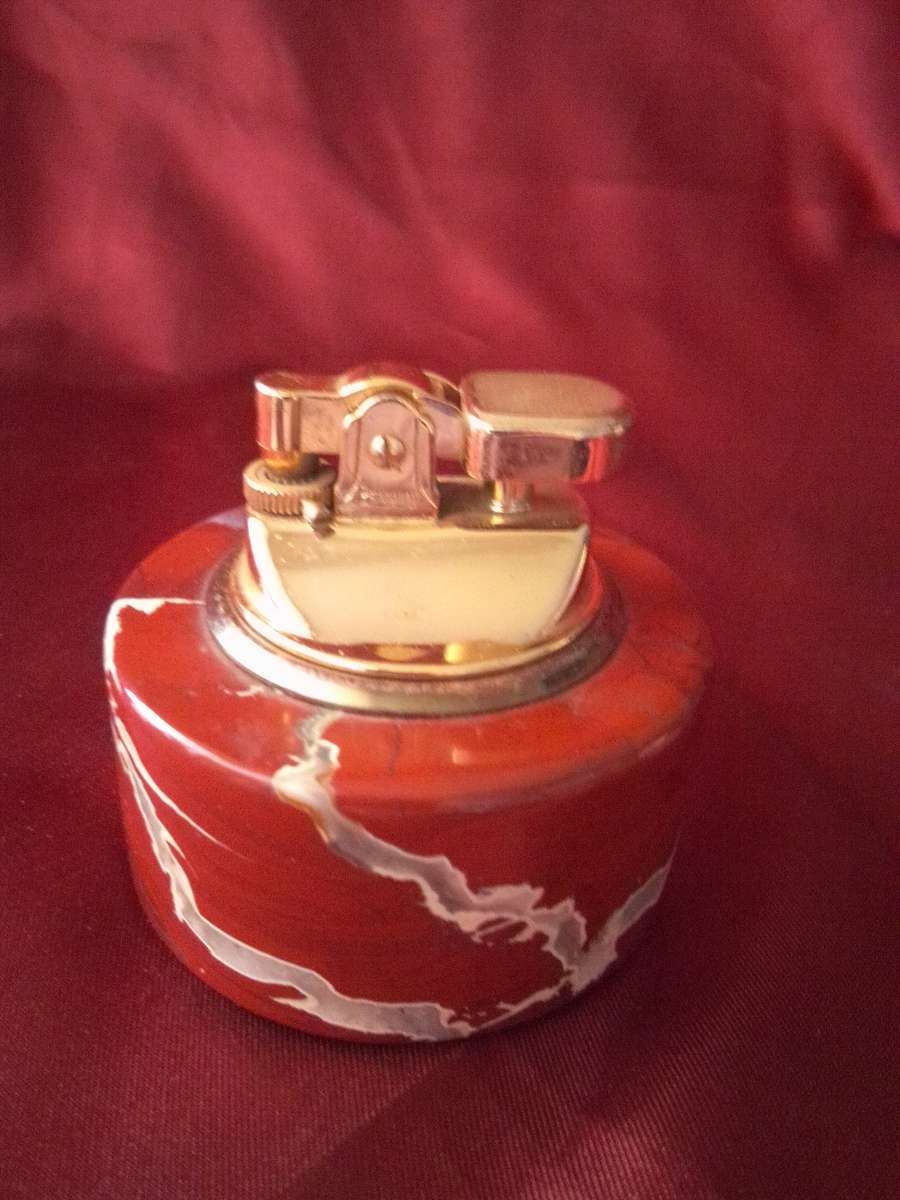 Vintage Penguin Japan Brass & Marble Table Lighter