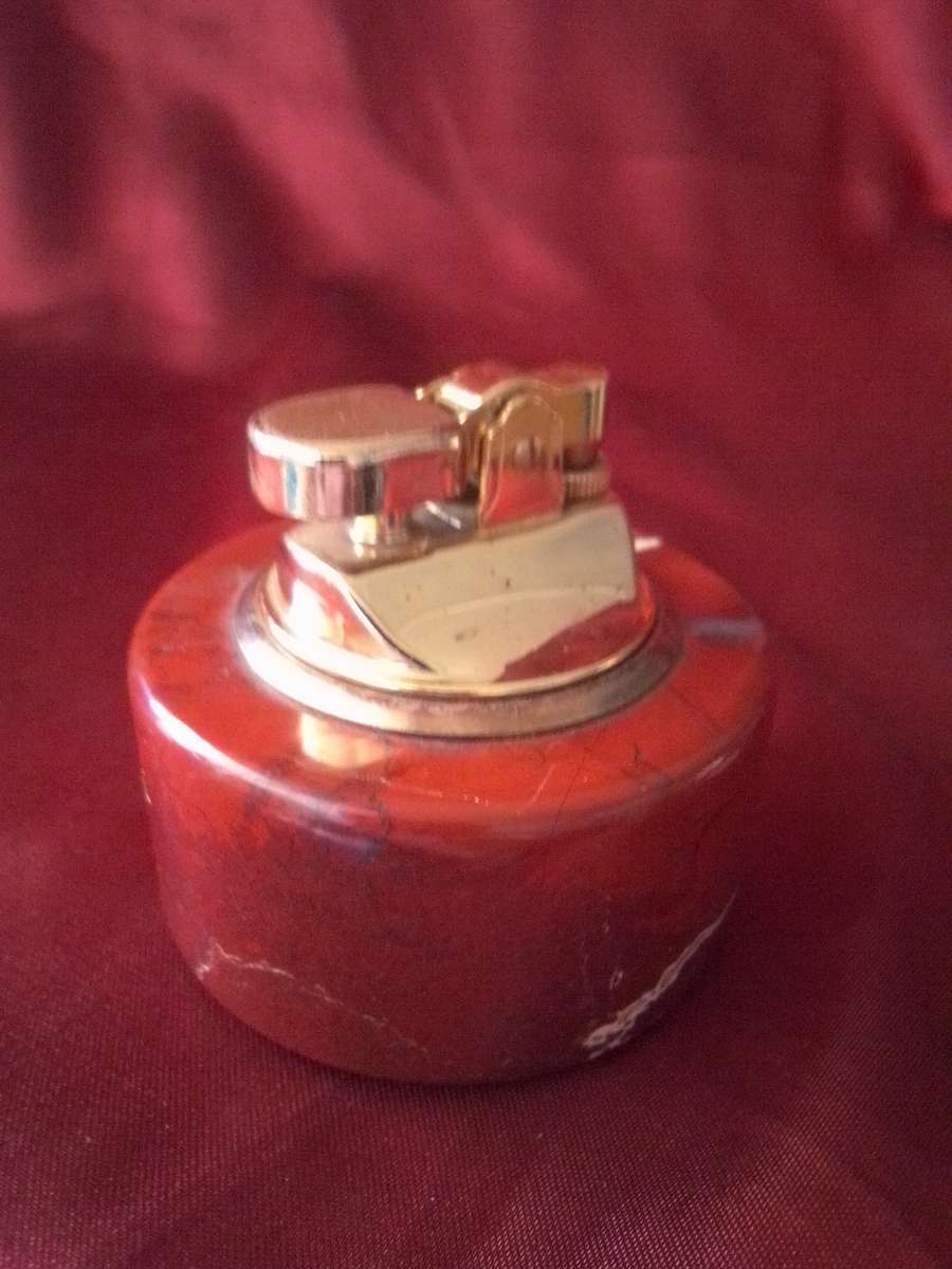 Vintage Penguin Japan Brass & Marble Table Lighter
