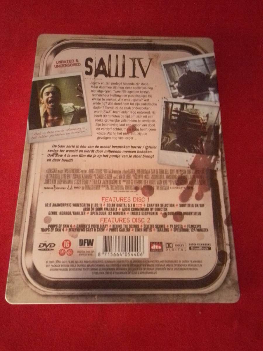 Steelbook DVD SAW IV 2 DISC SPECIAL EDITION UNRATED & UNCENSORED