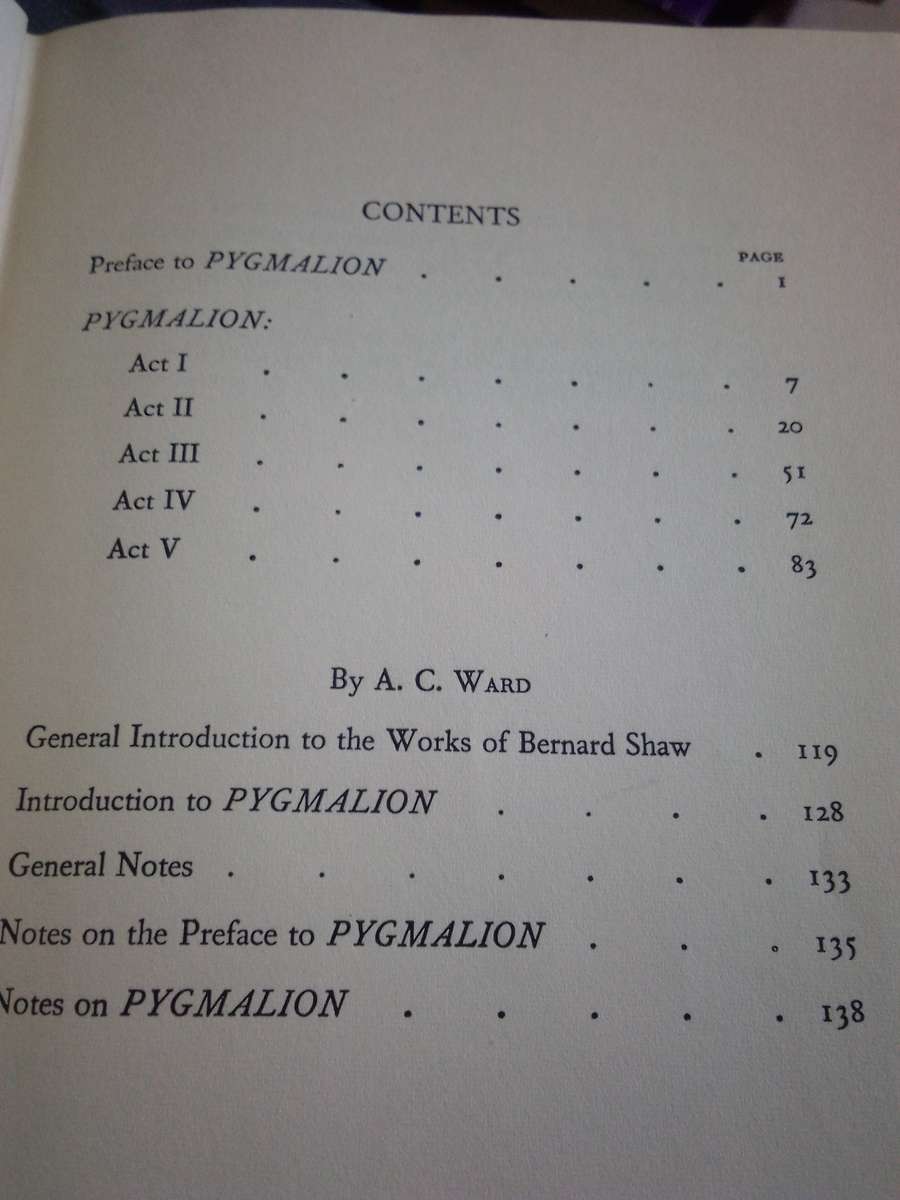PYGMALION - A Romance in Five Acts - Bernard Shaw 1959 Hardcover
