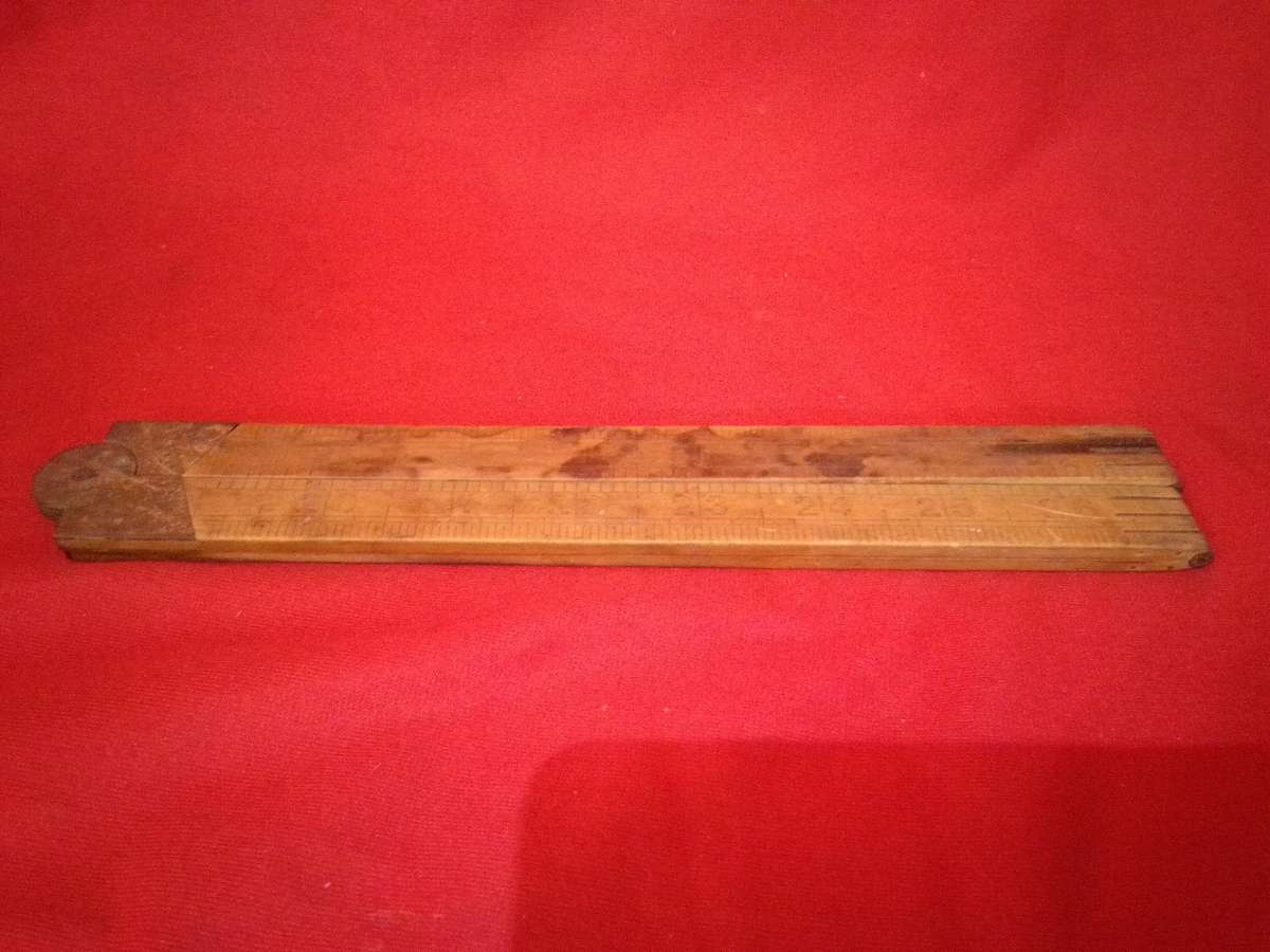 Vintage Wood & Brass Fold Up Ruler
