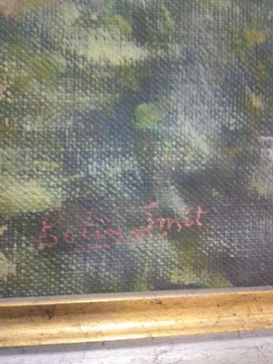 Beautiful Large Oil on Canvas 'Mountains & River' Signed Smit