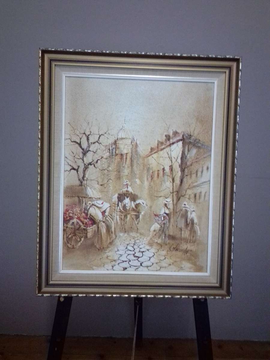 Internationally Acclaimed Artist Boris Chezar (1913 - 2008) Sand & Oil on Board - Signed