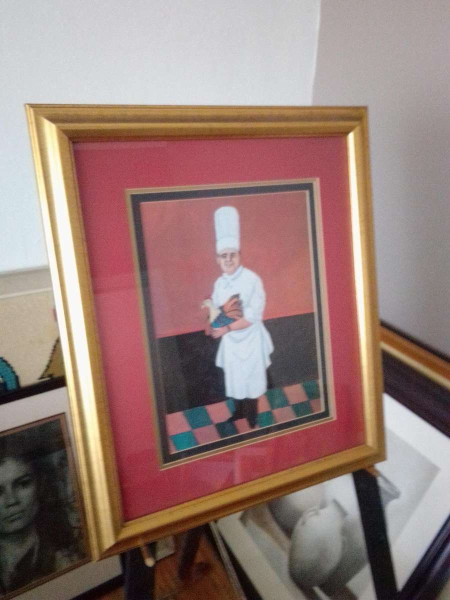 Stunning Glass Framed Acrylic "The Chef'