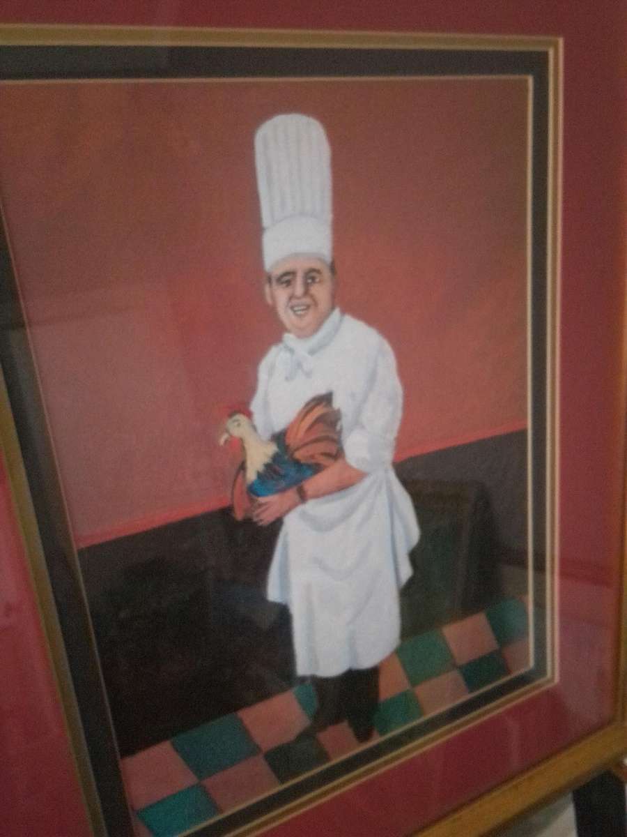 Stunning Glass Framed Acrylic "The Chef'