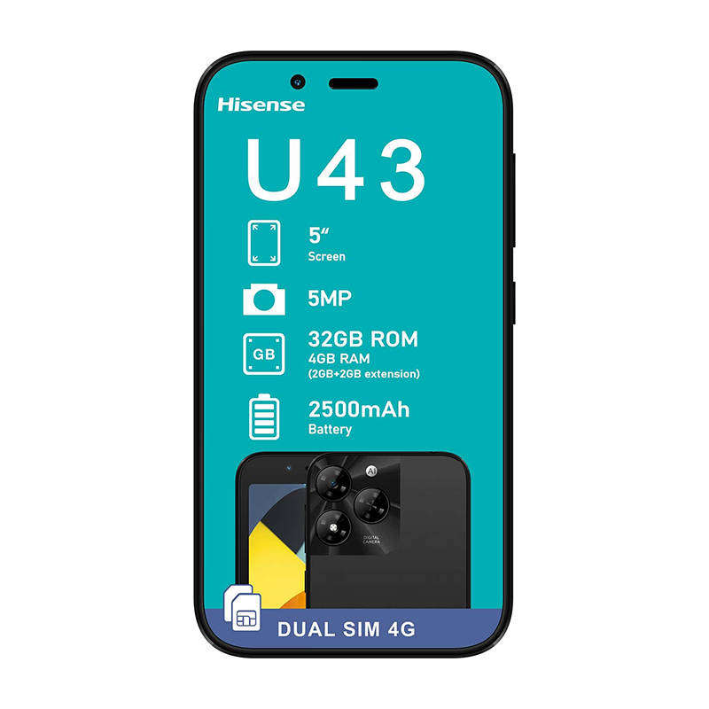 Hisense U43 4G DS 32GB Vodacom Network Locked - Black With Box And Accessories (Excellent Condition)