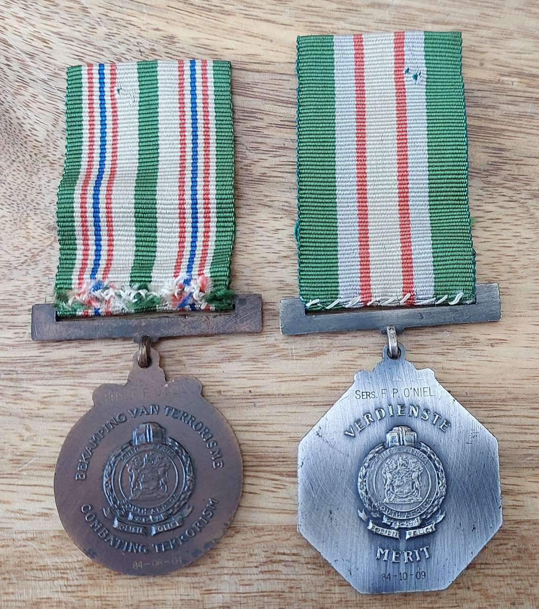 #SA Railway Police Medal Pair to SERS. F.P. O'Niel #