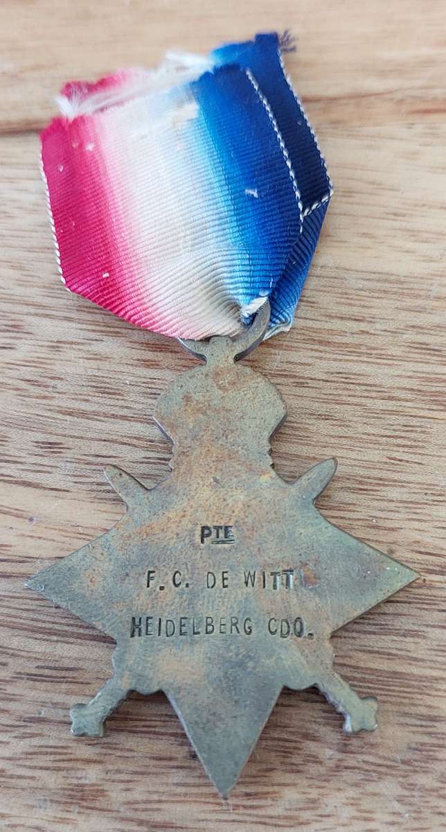 # 1914-15 Star to PTE F.C. De Witt, Heidelberg CDO #