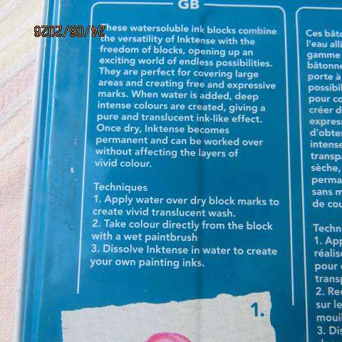 DERWERT 24 Inktense Water Soluble Ink Blocks - Permanent Colour for Paper Canvas & Fabric
