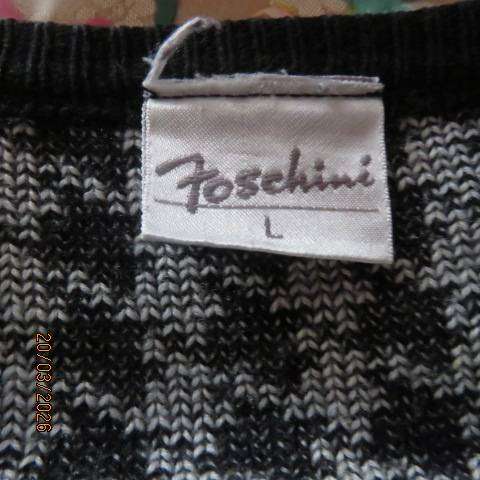 FOSHINI black and white houndstooth acrylic knit long sleeve cardigan size 42-44