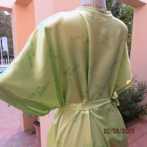 DREAMER lime green silky polyester fold-over night gown with short sleeves, size 44